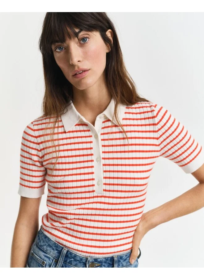 GANT Striped Rib Knit Short Sleeve Rugger