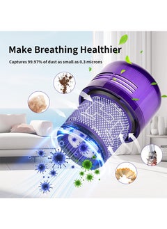 ايكانبو فلتر بديل V11 لـ Dyson V11 Torque Drive، V11 Animal V11 Complete V11 Extra V15 Detect Submarine Vacuums، عبوة واحدة من الفلتر وفرشاة تنظيف واحدة  - Image 2