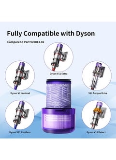 ايكانبو فلتر بديل V11 لـ Dyson V11 Torque Drive، V11 Animal V11 Complete V11 Extra V15 Detect Submarine Vacuums، عبوة واحدة من الفلتر وفرشاة تنظيف واحدة  - Image 3