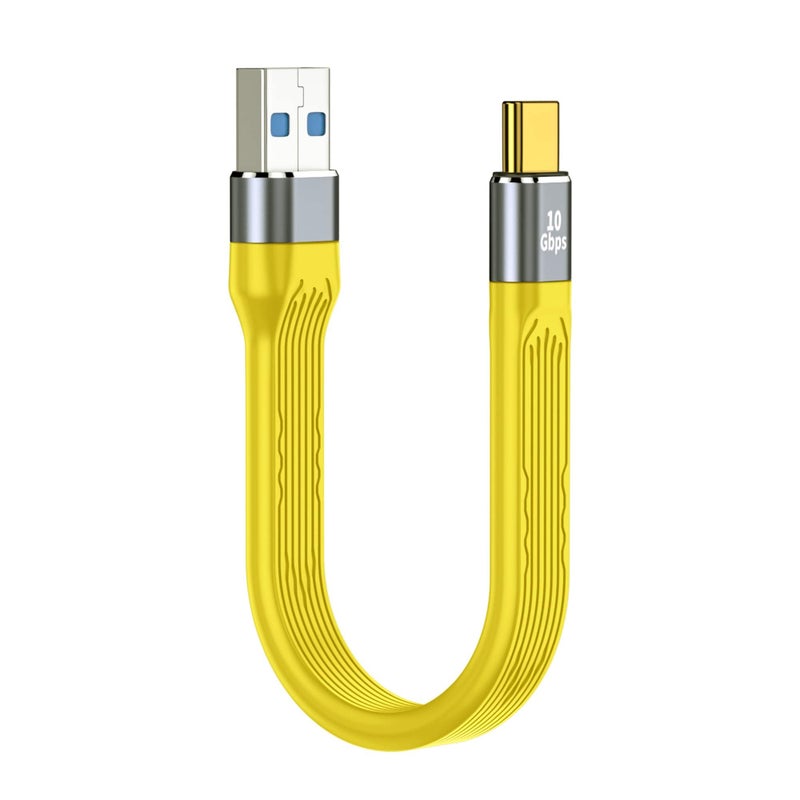 KASTWAVE USB-C to USB 3.1 Flat Flexible Cable - 13cm/5.1in - 10Gbps 100W PD - Yellow - Image 2