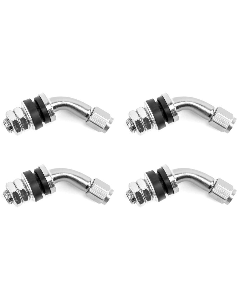 صمامات إطارات QWORK 4 قطع بزاوية 45 درجة لصمامات السيارات والدراجات النارية