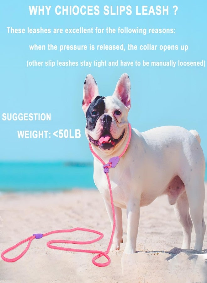 viunimo Slip Lead 6 FT Dog Training Leash - 6 Color Slip Leads for Medium Dogs - No Pull Dog Leash (Pink) - Image 2