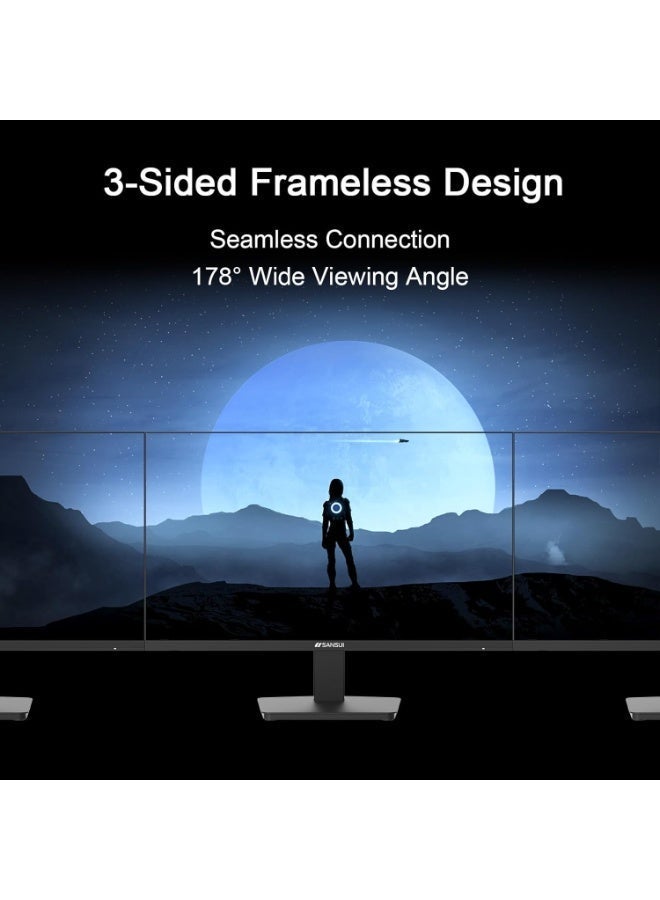 سانسوي شاشة SANSUI مقاس 27 بوصة بتقنية IPS ودقة Full HD ومعدل تحديث 100 هرتز وزمن استجابة 5 مللي ثانية وتقنية AMD FreeSync، لون أسود، موديل ES-27X3AL - Image 3