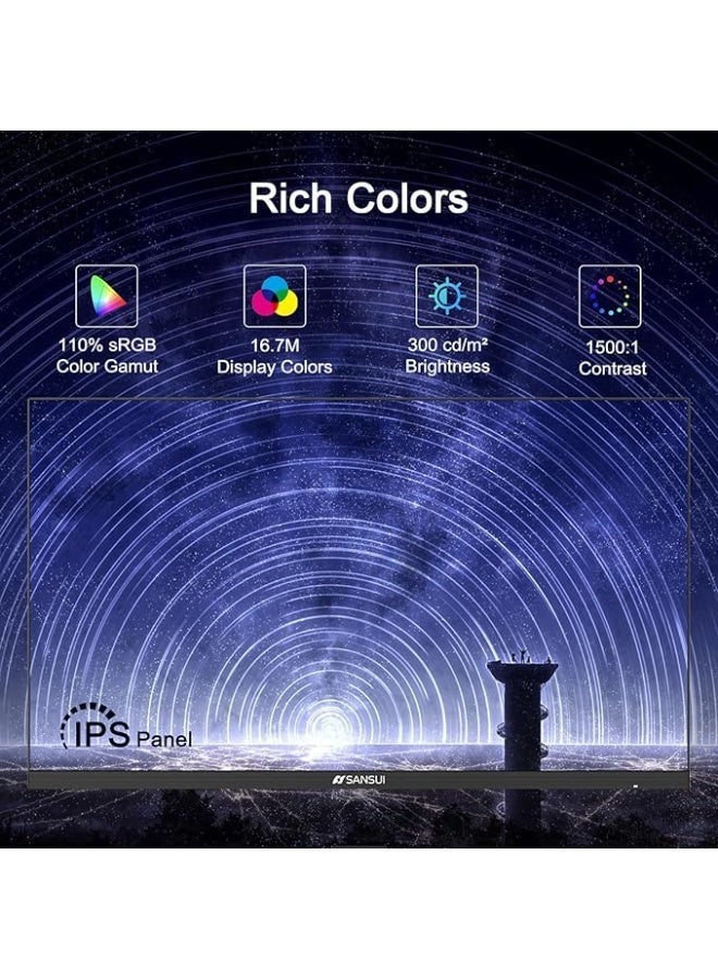 سانسوي شاشة SANSUI مقاس 27 بوصة بتقنية IPS ودقة Full HD ومعدل تحديث 100 هرتز وزمن استجابة 5 مللي ثانية وتقنية AMD FreeSync، لون أسود، موديل ES-27X3AL - Image 4