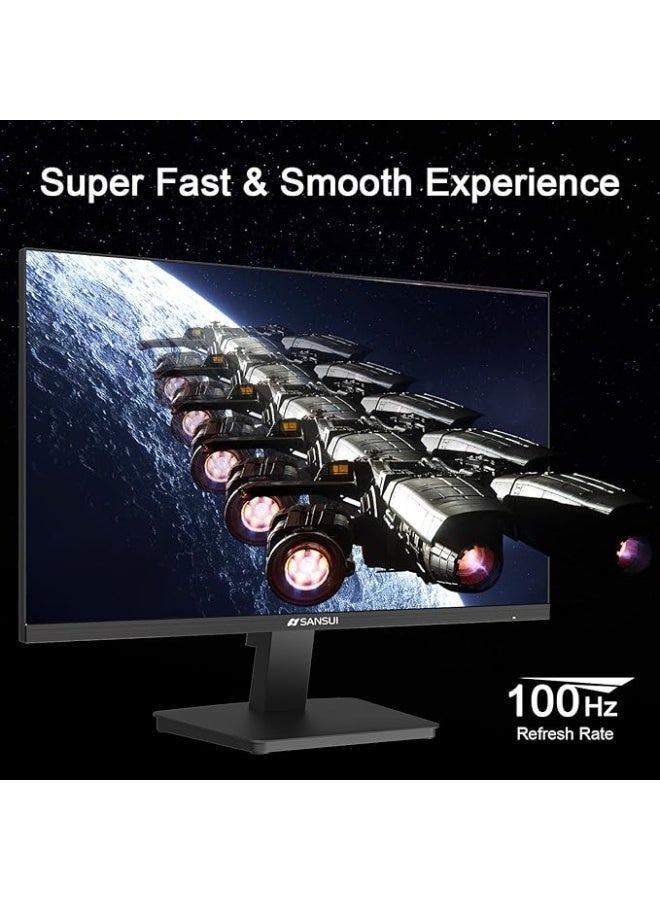 سانسوي شاشة SANSUI مقاس 27 بوصة بتقنية IPS ودقة Full HD ومعدل تحديث 100 هرتز وزمن استجابة 5 مللي ثانية وتقنية AMD FreeSync، لون أسود، موديل ES-27X3AL - Image 2