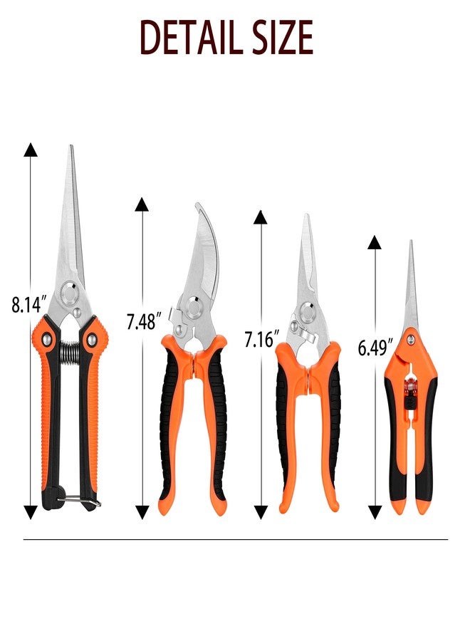 Topbooc مجموعة مقصات تقليم الحدائق من توببوك، 5 قطع، شفرات من الفولاذ المقاوم للصدأ، مجموعة مقصات يدوية مع قفازات البستنة، مقصات تقليم الحدائق شديدة التحمل، مقصات تقليم الأشجار، مقص تقليم يدوي (برتقالي) - Image 4