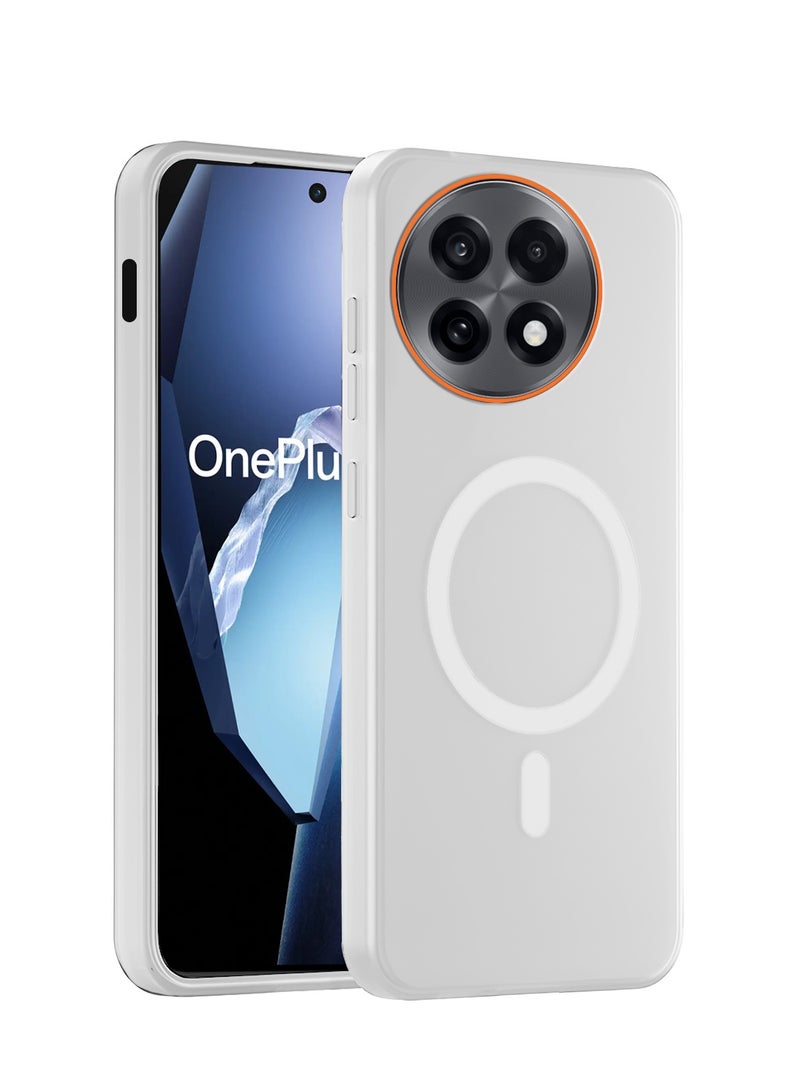 دبليو تيك جراب غطاء أنيق مخصص لـ OnePlus 13R 5G 2025 / OnePlus Ace 5 / OnePlus Ace 5 Pro 5G 2024 هجين شفاف مع شاحن مغناطيسي وحواف كاميرا مرتفعة (MCMPMN) - أبيض - Image 1