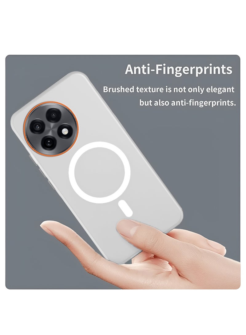 دبليو تيك جراب غطاء أنيق مخصص لـ OnePlus 13R 5G 2025 / OnePlus Ace 5 / OnePlus Ace 5 Pro 5G 2024 هجين شفاف مع شاحن مغناطيسي وحواف كاميرا مرتفعة (MCMPMN) - أبيض - Image 4
