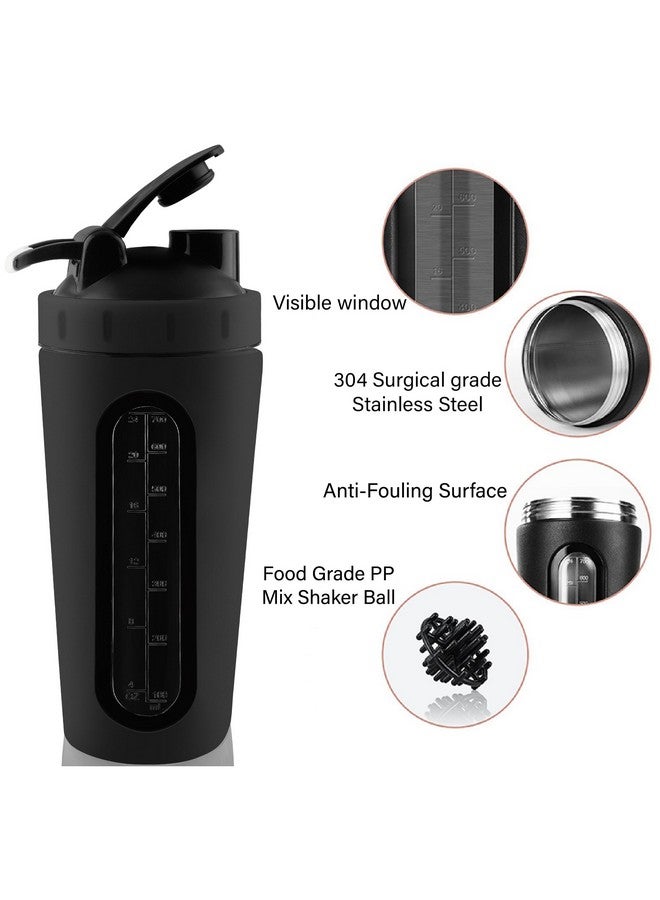 BURRDOFF BURRDOFF [VISIBLE WINDOW Protein Shaker Bottle, Gym Shaker Steel Shaker Bottle Gym Shaker Bottle shaker bottles for protein shake gym protein shaker bottle (Matt Black)  - Image 3