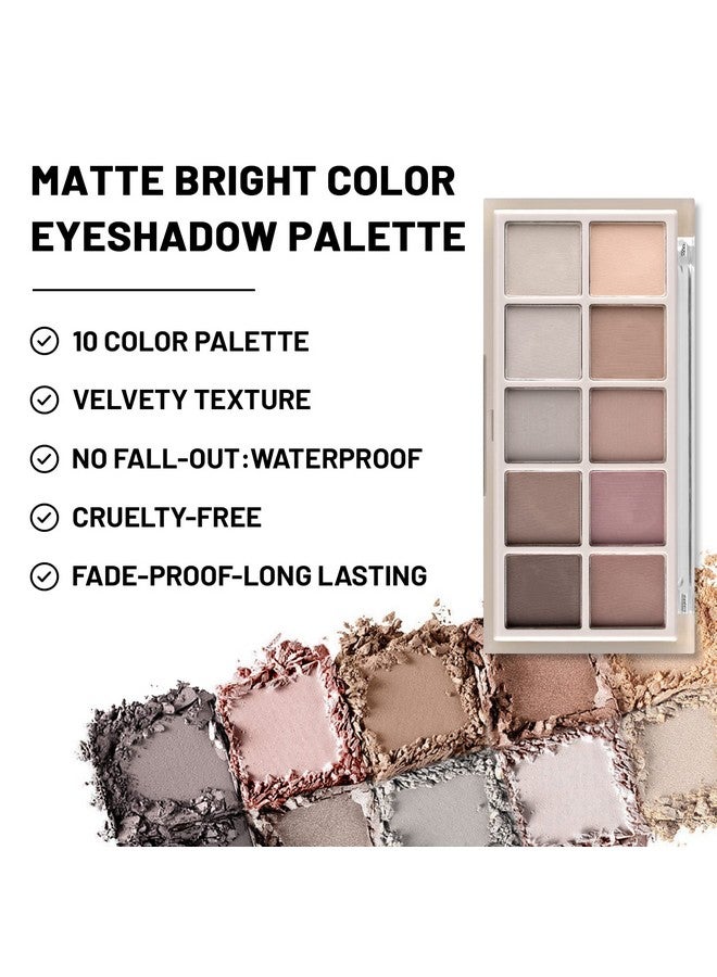 KYDA 10 Colors Eye Shadow Palette Kit Matte&Glitter Eyeshadow Makeup Light Dark Shades Eye Shadow Lasting Smudgeproof High Pigment Eyeshadow Powder With Eyeshadow Brush04 - Image 3