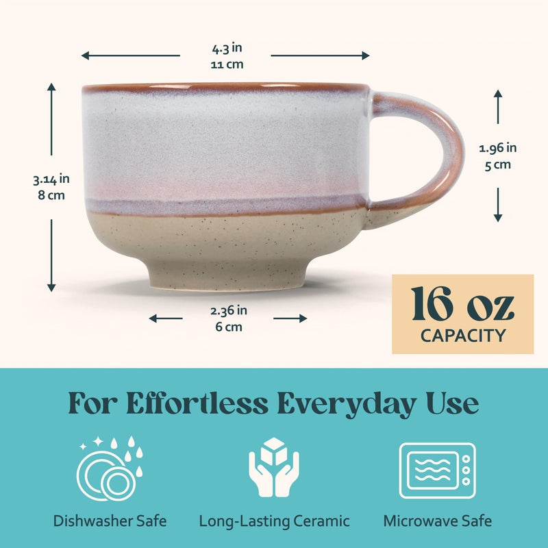 NOVA CERAMICS Ceramic Coffee Mug - Ceramic Cup with Handle - 16 oz Coffee Mugs, Cute Mug - Large Mug - Microwave & Dishwasher Safe - Gifts For Women Men Him Her - 16oz - Horizon - Image 4