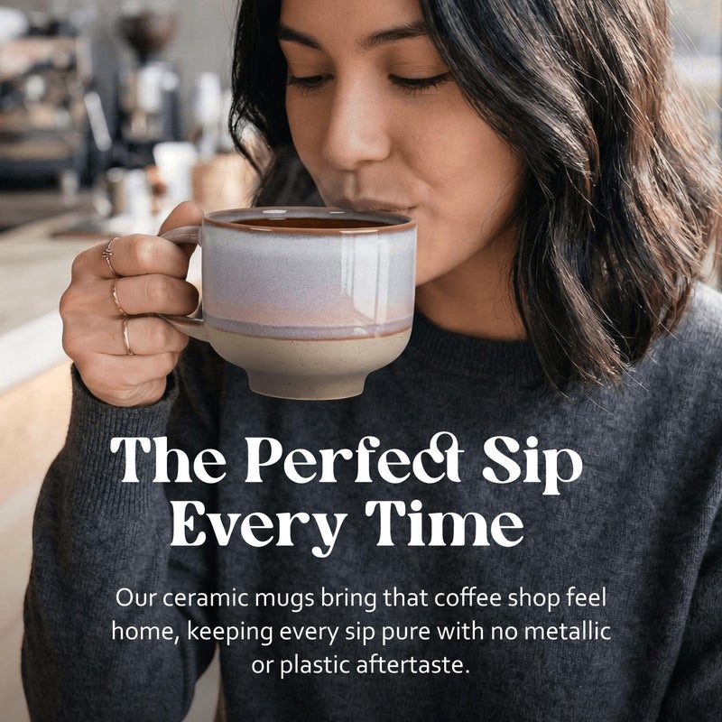 NOVA CERAMICS Ceramic Coffee Mug - Ceramic Cup with Handle - 16 oz Coffee Mugs, Cute Mug - Large Mug - Microwave & Dishwasher Safe - Gifts For Women Men Him Her - 16oz - Horizon - Image 5