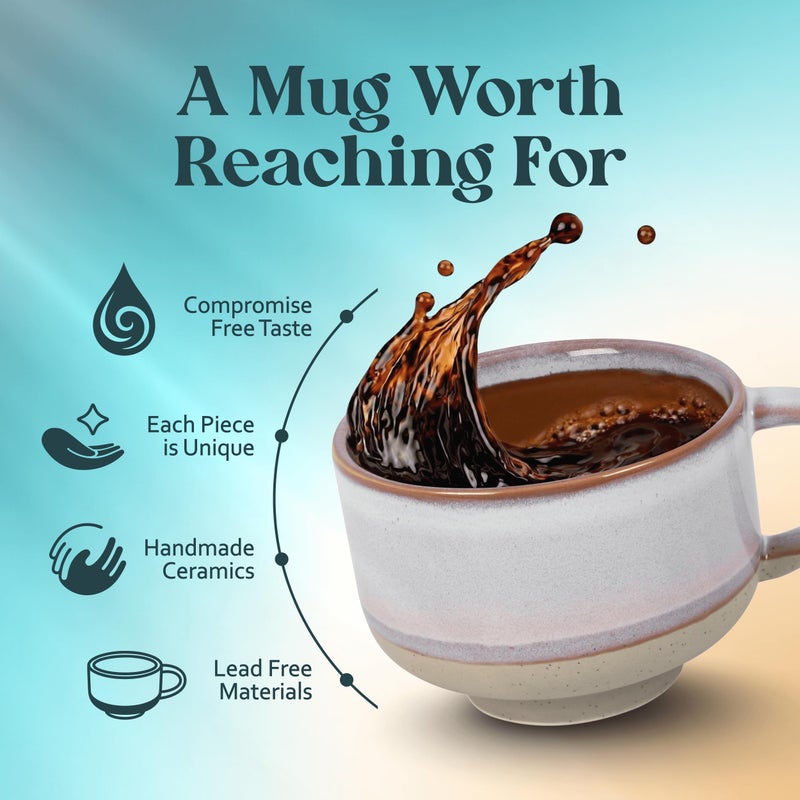 NOVA CERAMICS Ceramic Coffee Mug - Ceramic Cup with Handle - 16 oz Coffee Mugs, Cute Mug - Large Mug - Microwave & Dishwasher Safe - Gifts For Women Men Him Her - 16oz - Horizon - Image 3