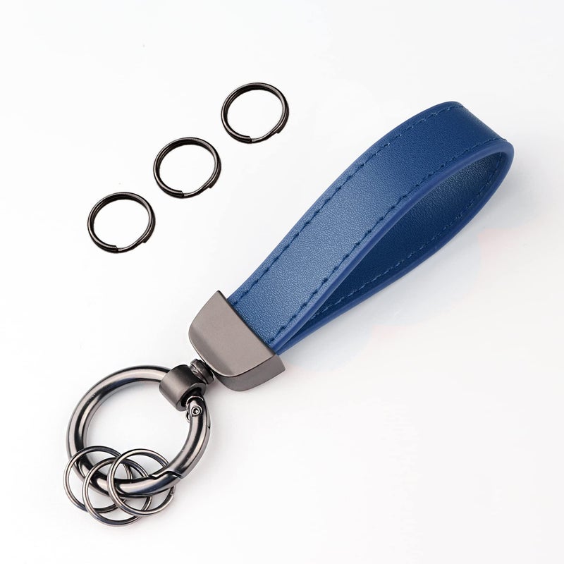 Turcee Leather Car Keychain Creative Personality Key Fob Accessories Universal Keychain for Men and Women Blue - Image 2