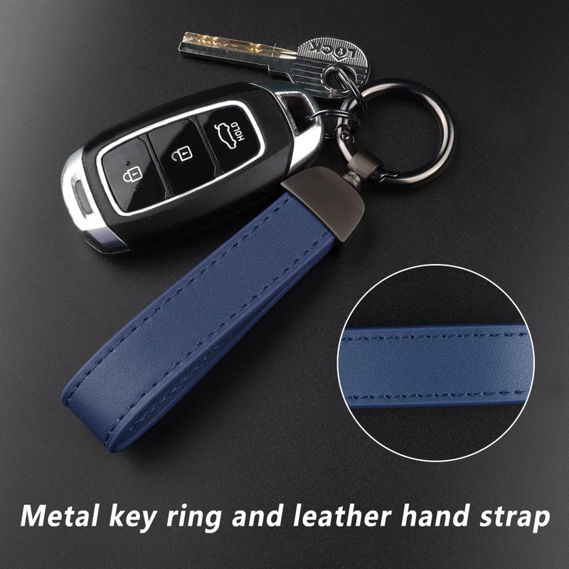 Turcee Leather Car Keychain Creative Personality Key Fob Accessories Universal Keychain for Men and Women Blue - Image 4