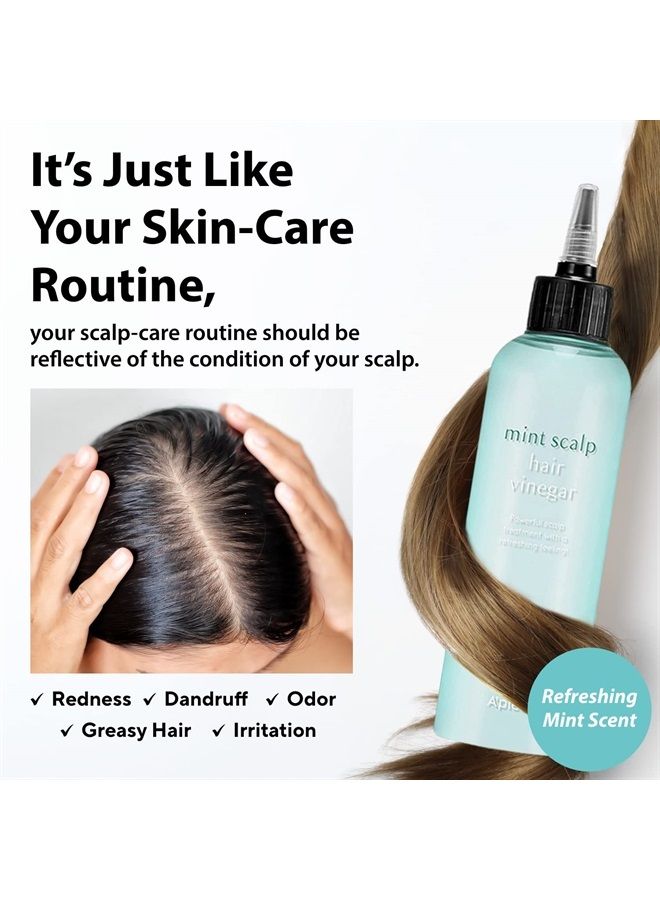Mint Scalp Hair Vinegar 6.76 fl oz / 200 ml - Clarifying and Cooling for Greasy Hair and Oily Scalp - Non-drying, Locks in Hydration, and Maintains Balanced pH Level