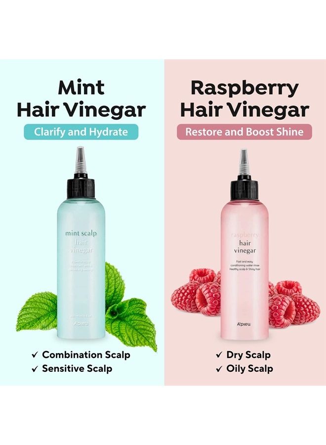 Mint Scalp Hair Vinegar 6.76 fl oz / 200 ml - Clarifying and Cooling for Greasy Hair and Oily Scalp - Non-drying, Locks in Hydration, and Maintains Balanced pH Level