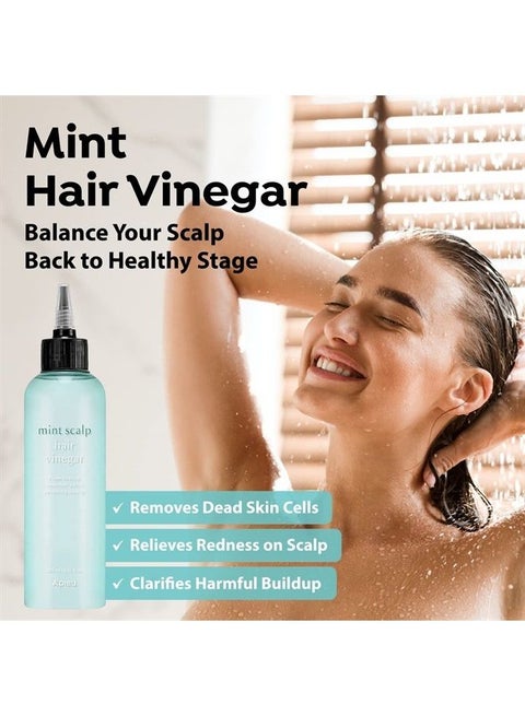 Mint Scalp Hair Vinegar 6.76 fl oz / 200 ml - Clarifying and Cooling for Greasy Hair and Oily Scalp - Non-drying, Locks in Hydration, and Maintains Balanced pH Level