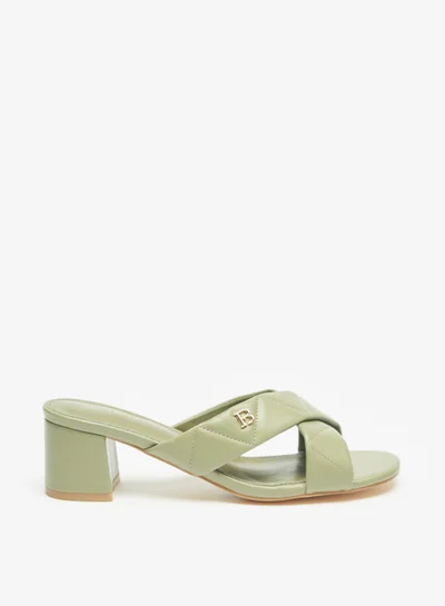 Flora Bella By Shoexpress Womens Quilted Slip On Cross Strap Sandals With Block Heels By Shoexpress