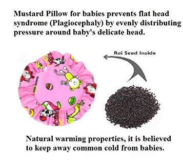 Artist Unknown 1stbabystore mittenbooty Newborn Cotton Mustard SeedsRai Pillow or Head Shaping PillowTakiya for Infant Baby with Detachable Pouch for Easy Washing Blue Giraffe - Image 2