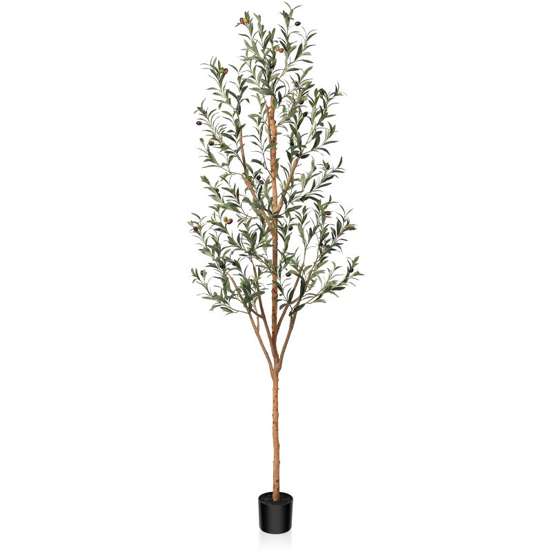 Kazeila Artificial Olive Tree 7FT Tall Faux Silk Plant for Home Office Decor Indoor Fake Potted Tree with Wood Branches and Fruits - Image 1