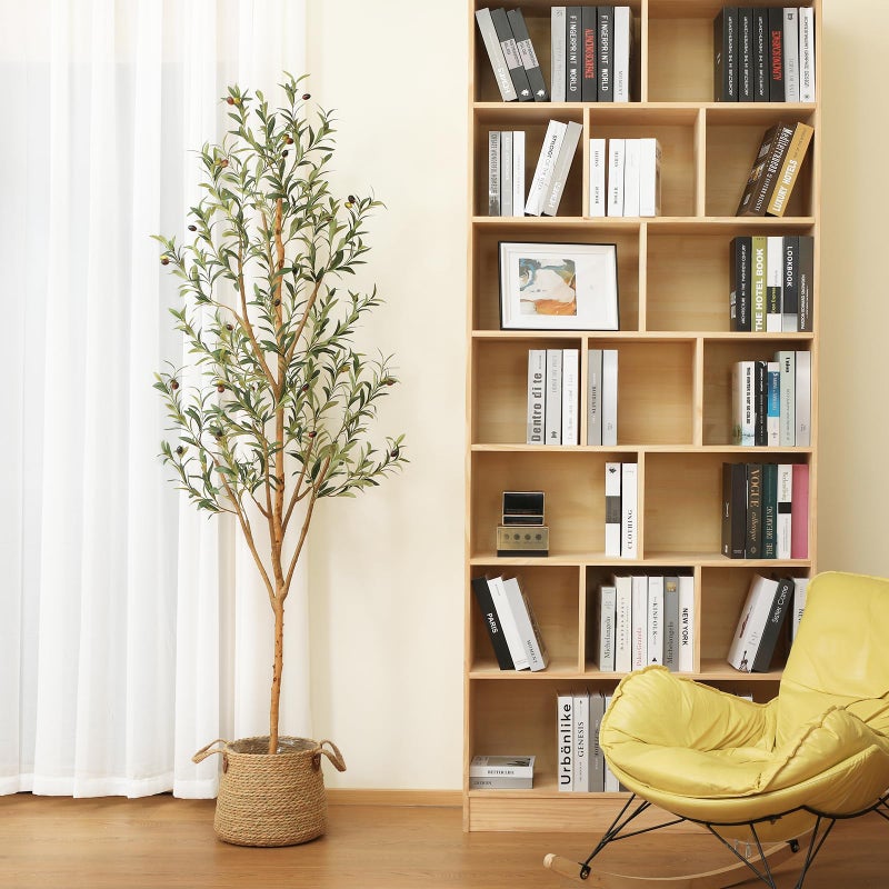 Kazeila Artificial Olive Tree 7FT Tall Faux Silk Plant for Home Office Decor Indoor Fake Potted Tree with Wood Branches and Fruits - Image 3