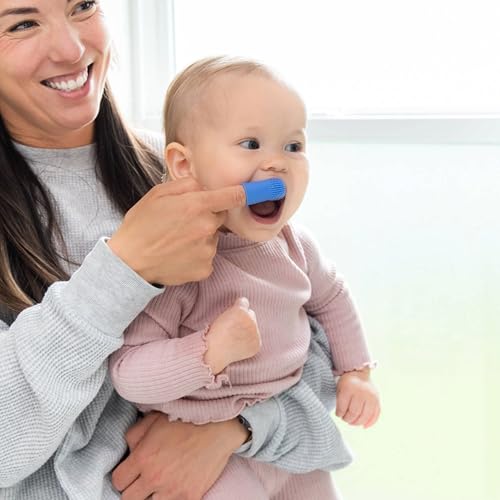 Ubbi Baby Silicone Finger Toothbrush with Storage Case FoodGrade Platinum Silicone Oral Care for Infants and Babies 2 Pack Polaris Blue - Image 3