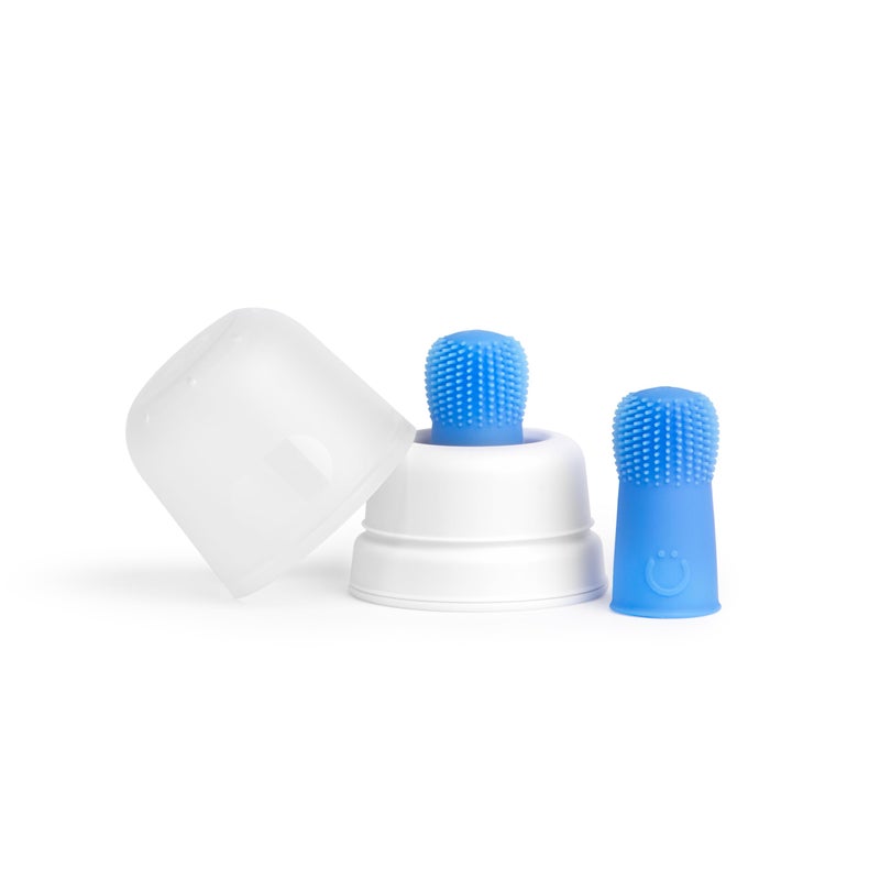 Ubbi Baby Silicone Finger Toothbrush with Storage Case FoodGrade Platinum Silicone Oral Care for Infants and Babies 2 Pack Polaris Blue - Image 2