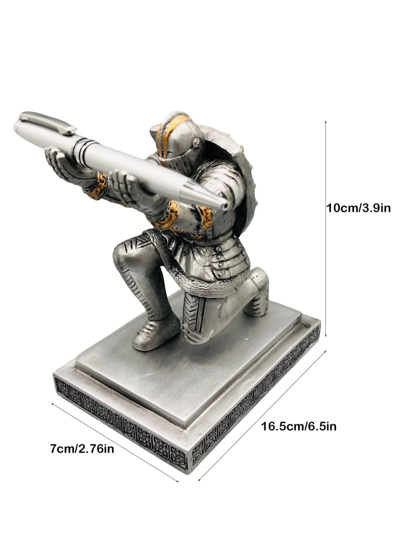 SYOSI Executive Knight Pen Holder  Personalized decoration Desk Accessory Stationery organizer, creative Pen Stand Decorative Gift for Office Blue  - Image 4