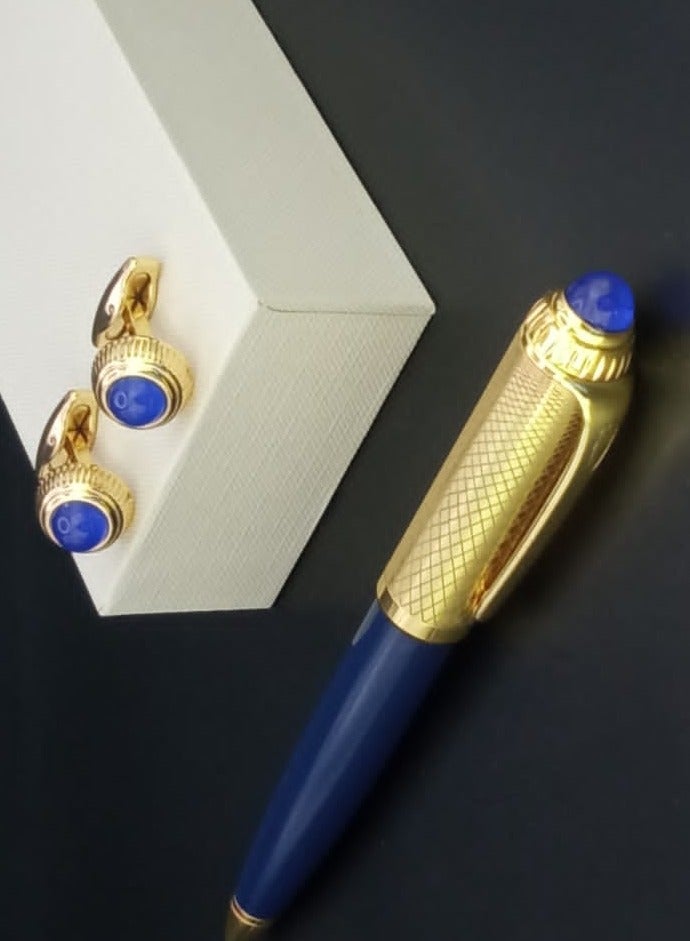 A luxurious and elegant pen and cufflink set with a box