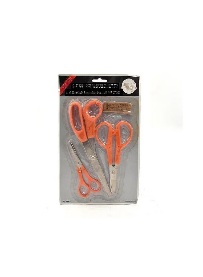 LTR Pack of 5 Multipurpose Scissors & Paper Tape Measure Set – 3-Piece LTR Scissors + 1-Piece Tape Measure for Craft, Office & DIY Use - Image 1