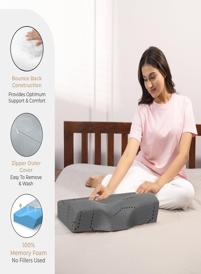 MY ARMOR Cervical Pillow for Neck Pain, Orthopedic Memory Foam Pillow for Sleeping, Contour Pillow for Shoulder Pain - Dual Height - 2 & 4 Inch Height - Grey, Pack of 1 - Image 5