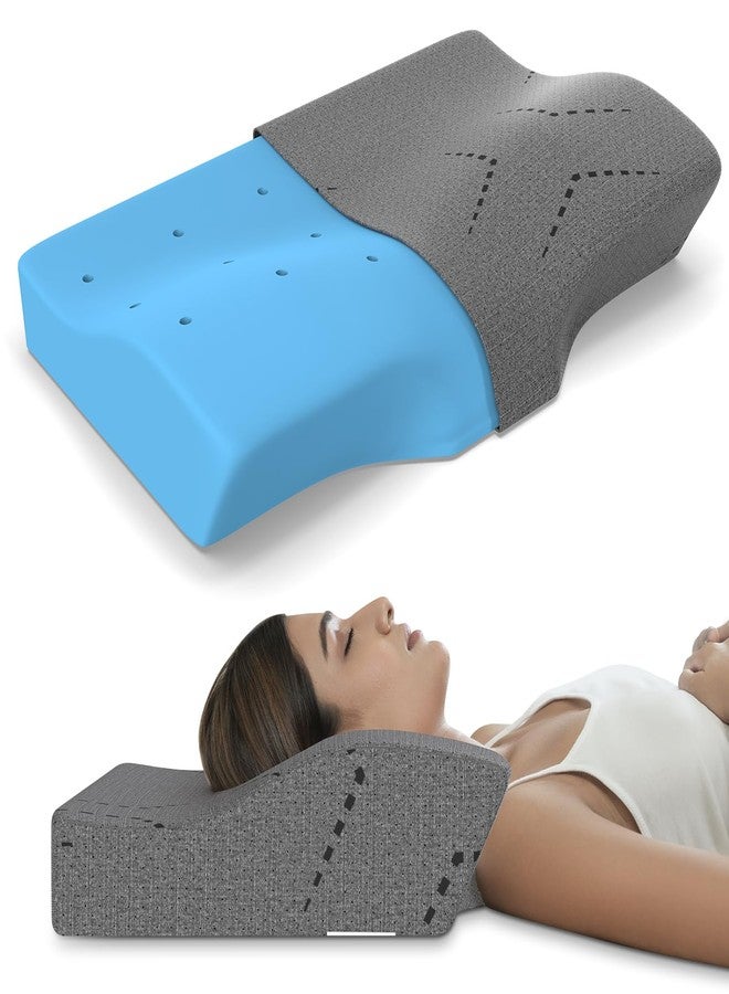 MY ARMOR Cervical Pillow for Neck Pain, Orthopedic Memory Foam Pillow for Sleeping, Contour Pillow for Shoulder Pain - Dual Height - 2 & 4 Inch Height - Grey, Pack of 1 - Image 1