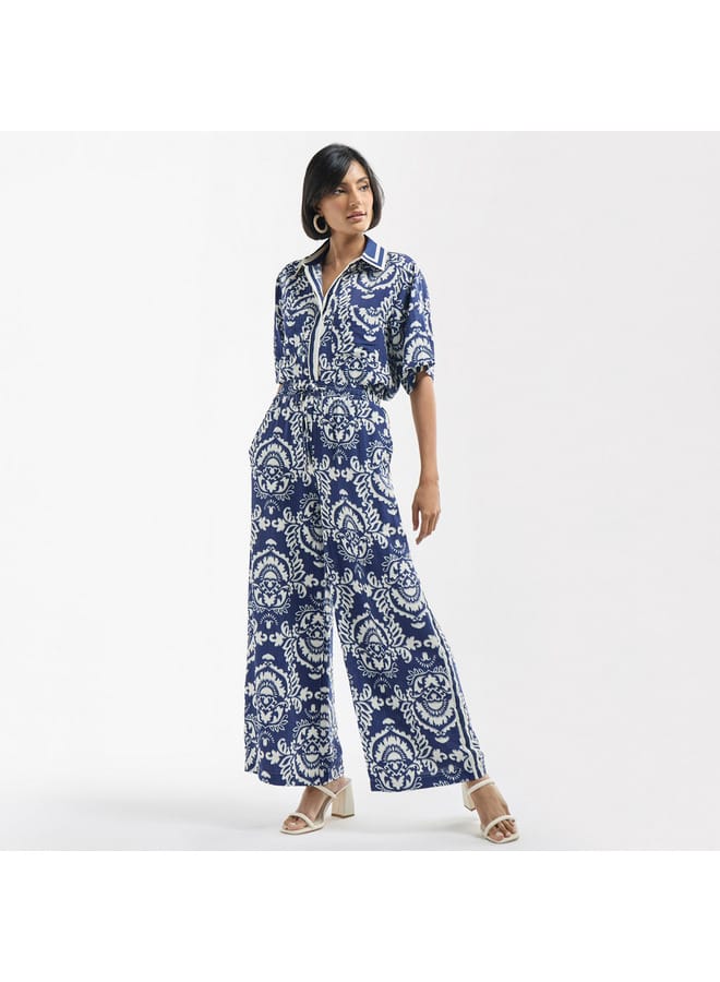 Splash FAV All-Over Print Wide Leg Pants with Drawstring Closure and Pockets  - Image 2