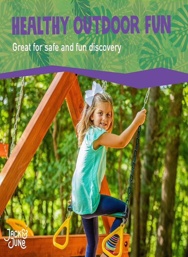Jack and June Durable Playset Ring Trapeze Bar and Swing Combo with Large 50” Chains - Image 5