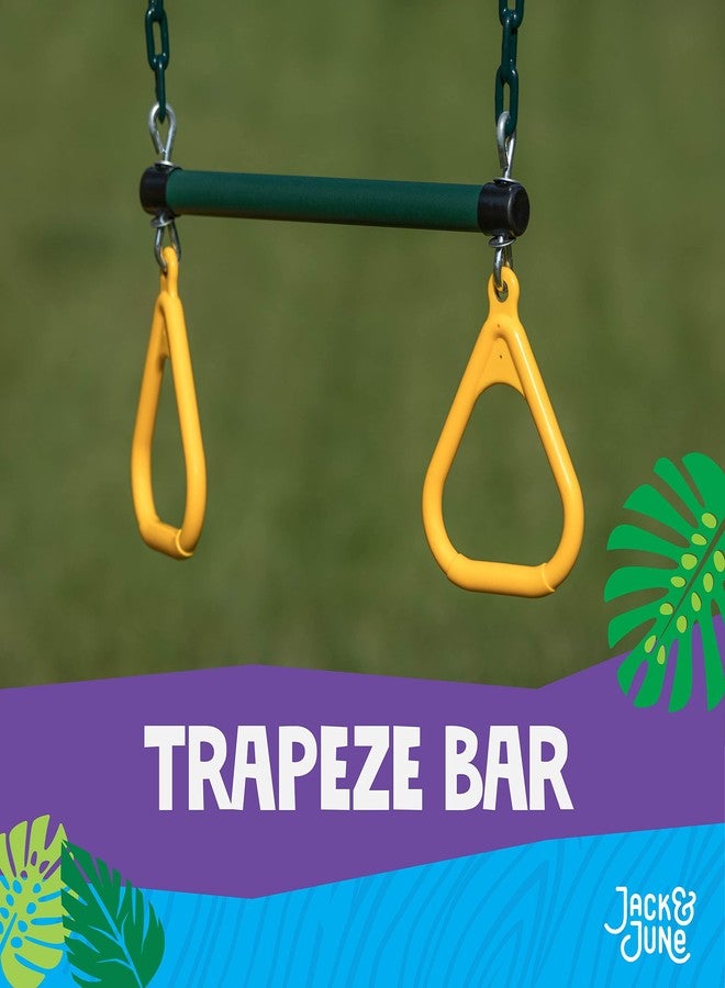 Jack and June Durable Playset Ring Trapeze Bar and Swing Combo with Large 50” Chains - Image 2