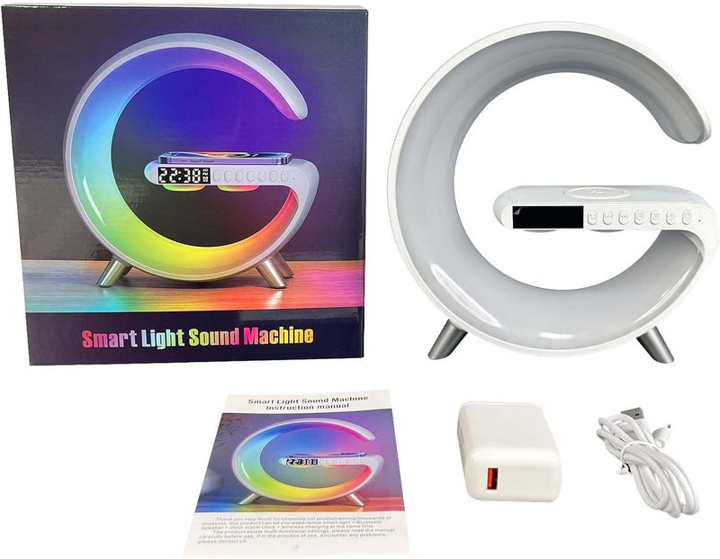 comfrt LED Night Light Table Atmosphere Lamps, Music Lamp Wireless Charger Portable Bluetooth Speaker Lamp Clock Alarm Key and APP Control, Wireless Charging Nightstand Lamp ,Birthday - Image 1