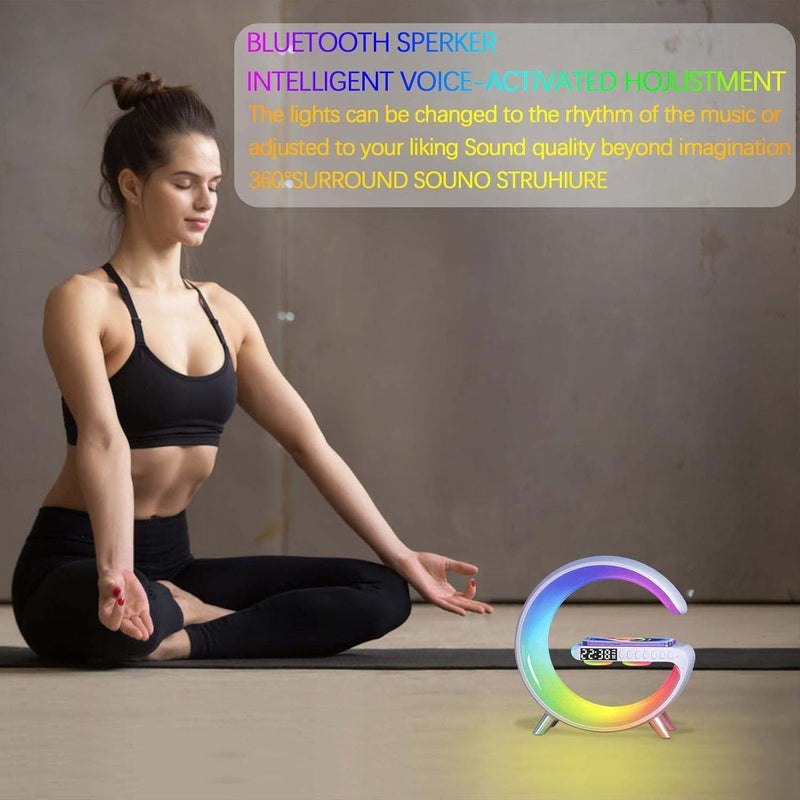 comfrt LED Night Light Table Atmosphere Lamps, Music Lamp Wireless Charger Portable Bluetooth Speaker Lamp Clock Alarm Key and APP Control, Wireless Charging Nightstand Lamp ,Birthday - Image 5