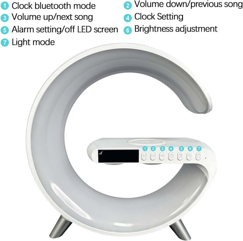 comfrt LED Night Light Table Atmosphere Lamps, Music Lamp Wireless Charger Portable Bluetooth Speaker Lamp Clock Alarm Key and APP Control, Wireless Charging Nightstand Lamp ,Birthday - Image 3