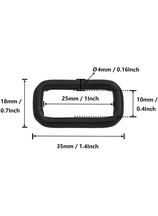 Metal Rectangle Ring Buckles Square Strap Webbing Belt Rings for Bag Purse Non Welded 1 x 3/8 Inch, Black, of 10  - Image 2