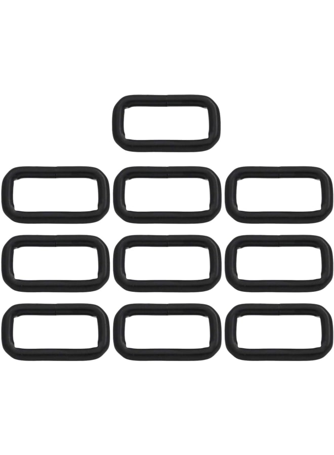 Metal Rectangle Ring Buckles Square Strap Webbing Belt Rings for Bag Purse Non Welded 1 x 3/8 Inch, Black, of 10  - Image 1