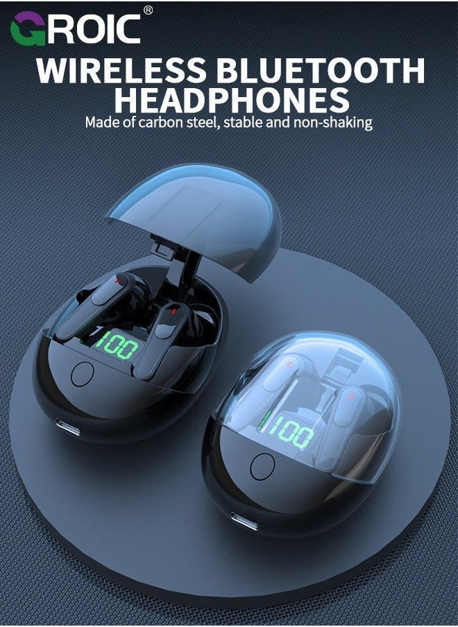 GROIC Wireless Bluetooth Headphones 5.3 In Button Pops Up Design Built-in Microphone IPX4 Immersive Premium Sound Headset Suitable For Tablet Smart Phone Earbuds Clearance  - Image 2