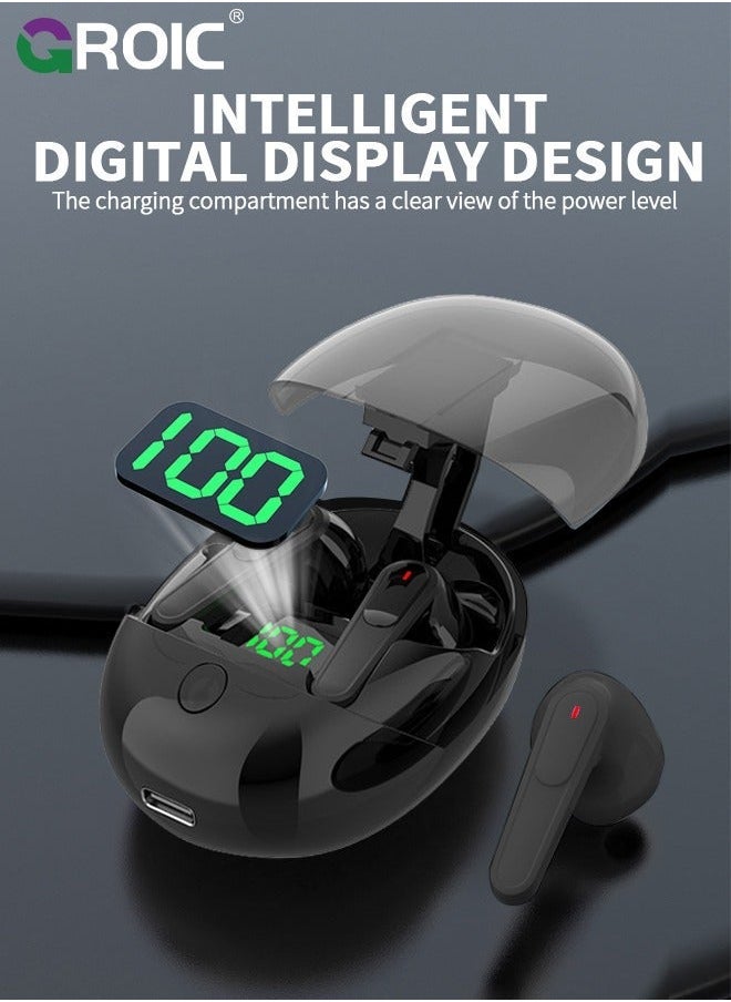 GROIC Wireless Bluetooth Headphones 5.3 In Button Pops Up Design Built-in Microphone IPX4 Immersive Premium Sound Headset Suitable For Tablet Smart Phone Earbuds Clearance  - Image 3