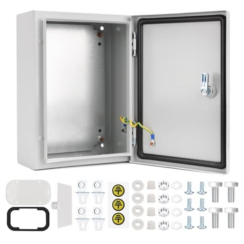 QILIPSU Metal Electrical Box IP65 Waterproof Steel Project Enclosure Lockable Weatherproof Electric Junction Box for Indoor & Outdoor Use 14"x10"x6" - Image 1