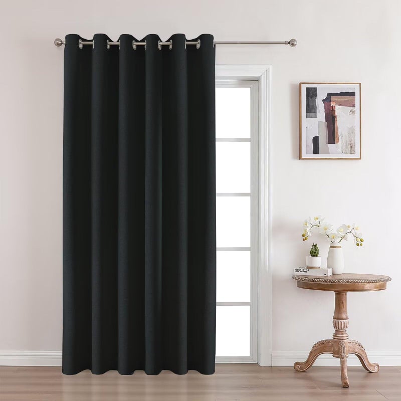 Joydeco Blackout Curtains 108 Inches Long  Extra Long Curtains 108 Inch Length 1 Panel for Bedroom  Thermal Insulated Linen Black Out Curtains with Grommets(100x108  Black) - Image 1