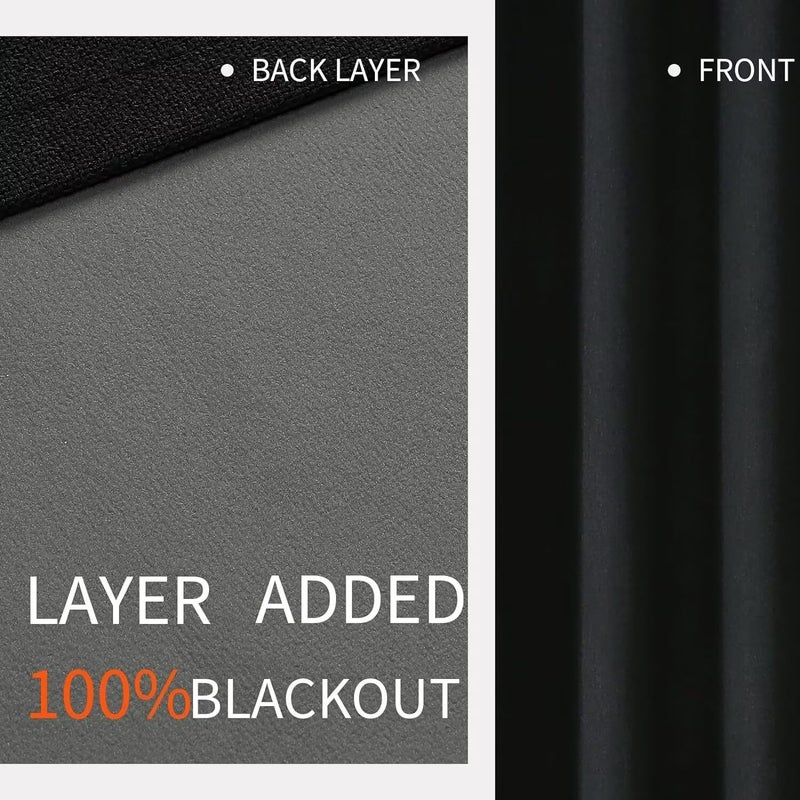 Joydeco Blackout Curtains 108 Inches Long  Extra Long Curtains 108 Inch Length 1 Panel for Bedroom  Thermal Insulated Linen Black Out Curtains with Grommets(100x108  Black) - Image 3