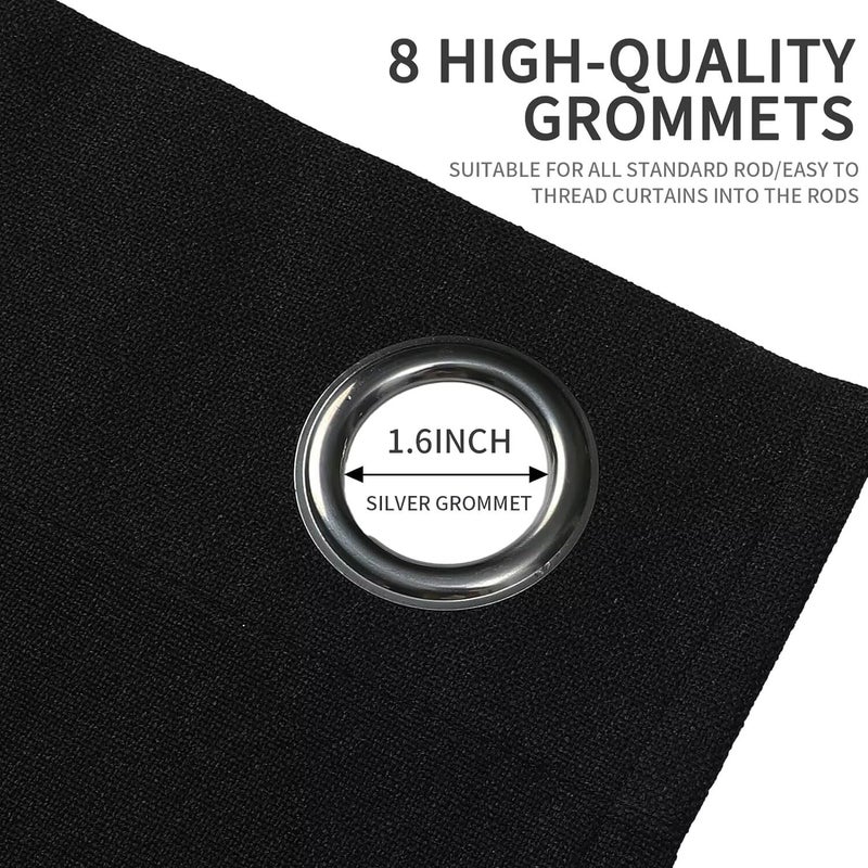 Joydeco Blackout Curtains 108 Inches Long  Extra Long Curtains 108 Inch Length 1 Panel for Bedroom  Thermal Insulated Linen Black Out Curtains with Grommets(100x108  Black) - Image 5