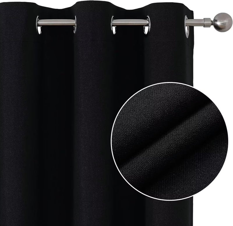 Joydeco Blackout Curtains 108 Inches Long  Extra Long Curtains 108 Inch Length 1 Panel for Bedroom  Thermal Insulated Linen Black Out Curtains with Grommets(100x108  Black) - Image 2