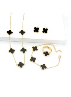Generic Hot Four-leaf Clover Shell Suit Stainless Steel Pendant Accessories Necklace Bracelet Stud Earrings Jewelry Four Pieces Suit 