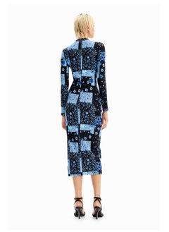 DESIGUAL Floral ribbed midi dress  - Image 4
